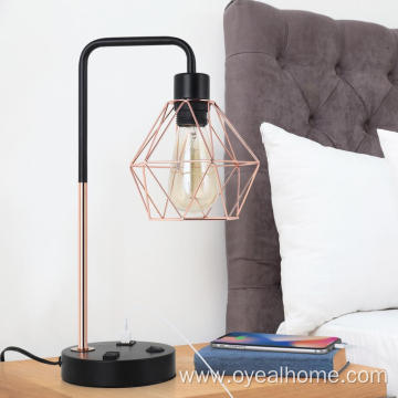 Industrial Table Lamp with USB Ports